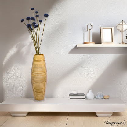 Vase de sol cylindrique en bambou de grande taille, décoration idéale pour les halls d'hôtel et les spas. Décoration parfaite pour le salon ou le couloir.