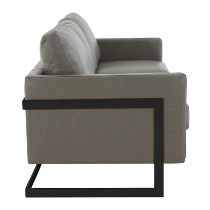 Canapé 3 places minimaliste en cuir rembourré avec coussins amovibles en acier inoxydable pour salon et chambre à coucher