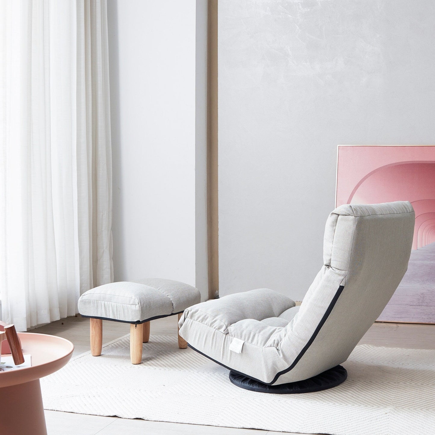 Ensemble de fauteuil inclinable rembourré sans accoudoirs avec pouf et appui-tête réglable