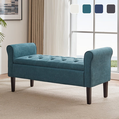 Banc de rangement rembourré, banc d'entrée avec dessus rabattable capitonné, 50,4 pouces