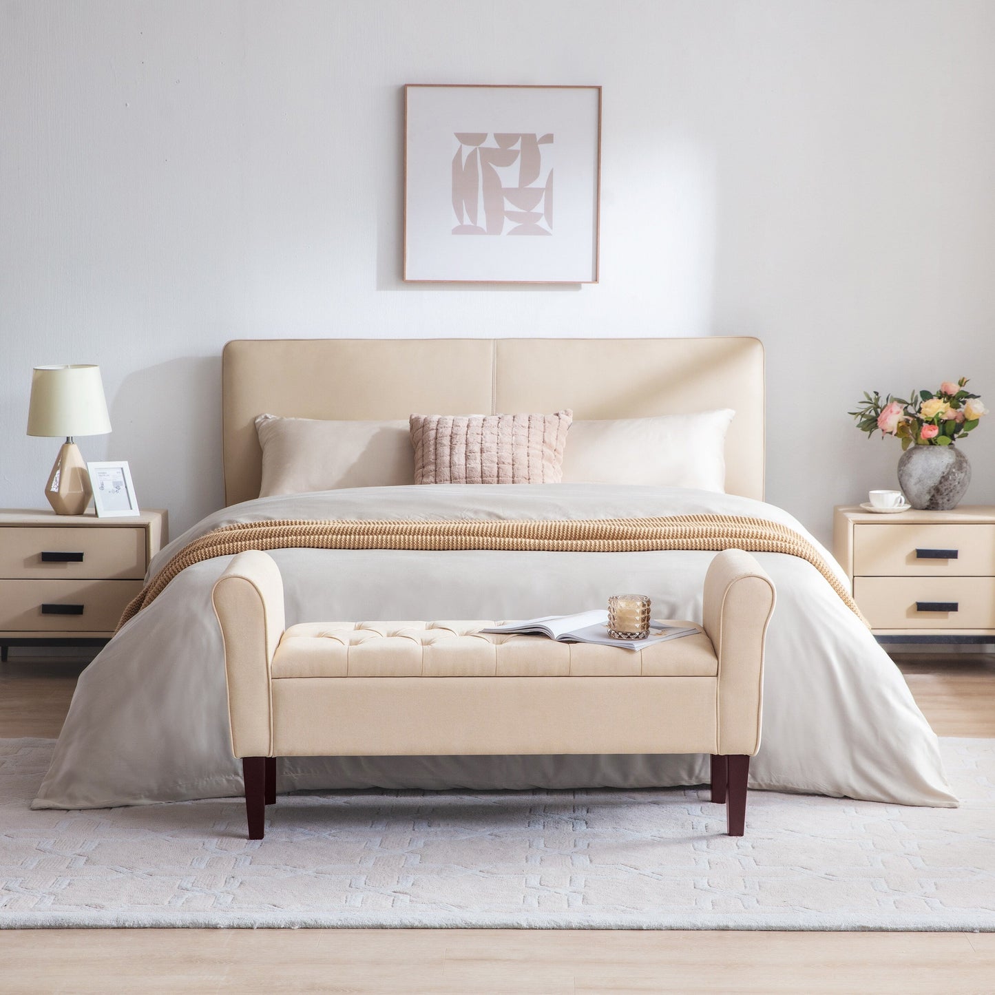 Banc de rangement rembourré, banc d'entrée avec dessus rabattable capitonné, 50,4 pouces