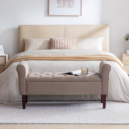 Banc de rangement rembourré, banc d'entrée avec dessus rabattable capitonné, 50,4 pouces