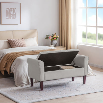 Banc de rangement rembourré, banc d'entrée avec dessus rabattable capitonné, 50,4 pouces