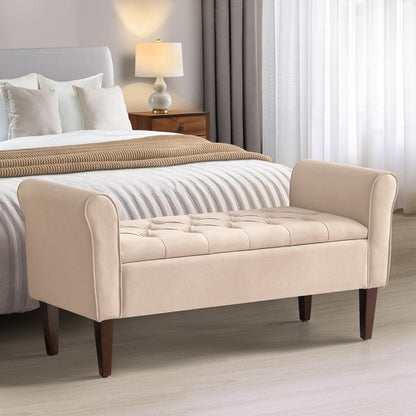 Banc de rangement rembourré, banc d'entrée avec dessus rabattable capitonné, 50,4 pouces