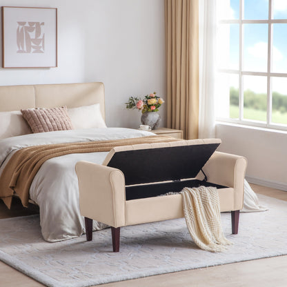 Banc de rangement rembourré, banc d'entrée avec dessus rabattable capitonné, 50,4 pouces