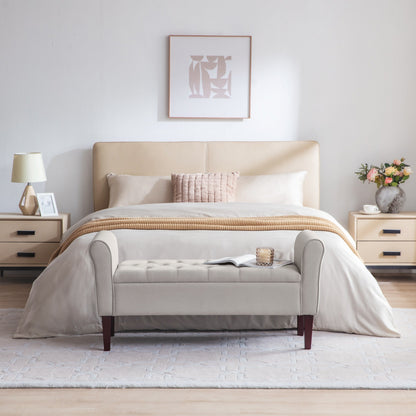 Banc de rangement rembourré, banc d'entrée avec dessus rabattable capitonné, 50,4 pouces