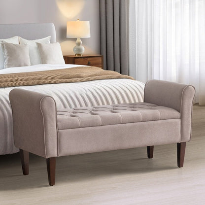 Banc de rangement rembourré, banc d'entrée avec dessus rabattable capitonné, 50,4 pouces