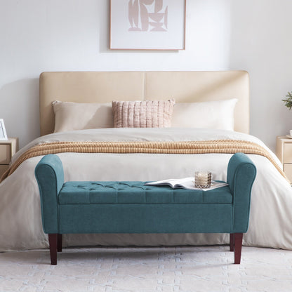 Banc de rangement rembourré, banc d'entrée avec dessus rabattable capitonné, 50,4 pouces