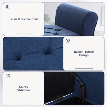 Banc de rangement rembourré, banc d'entrée avec dessus rabattable capitonné, 50,4 pouces