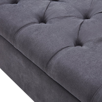 Banc de rangement rembourré, banc d'entrée avec dessus rabattable capitonné, 50,4 pouces