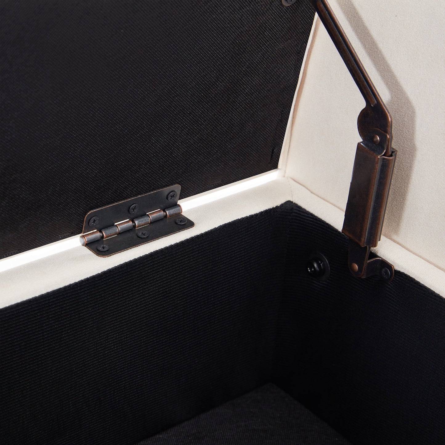 Banc de rangement rembourré, banc d'entrée avec dessus rabattable capitonné, 50,4 pouces