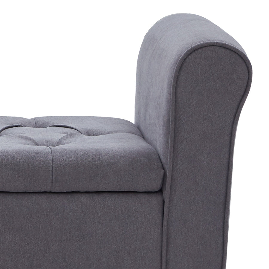 Banc de rangement rembourré, banc d'entrée avec dessus rabattable capitonné, 50,4 pouces