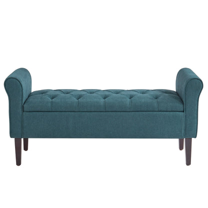 Banc de rangement rembourré, banc d'entrée avec dessus rabattable capitonné, 50,4 pouces