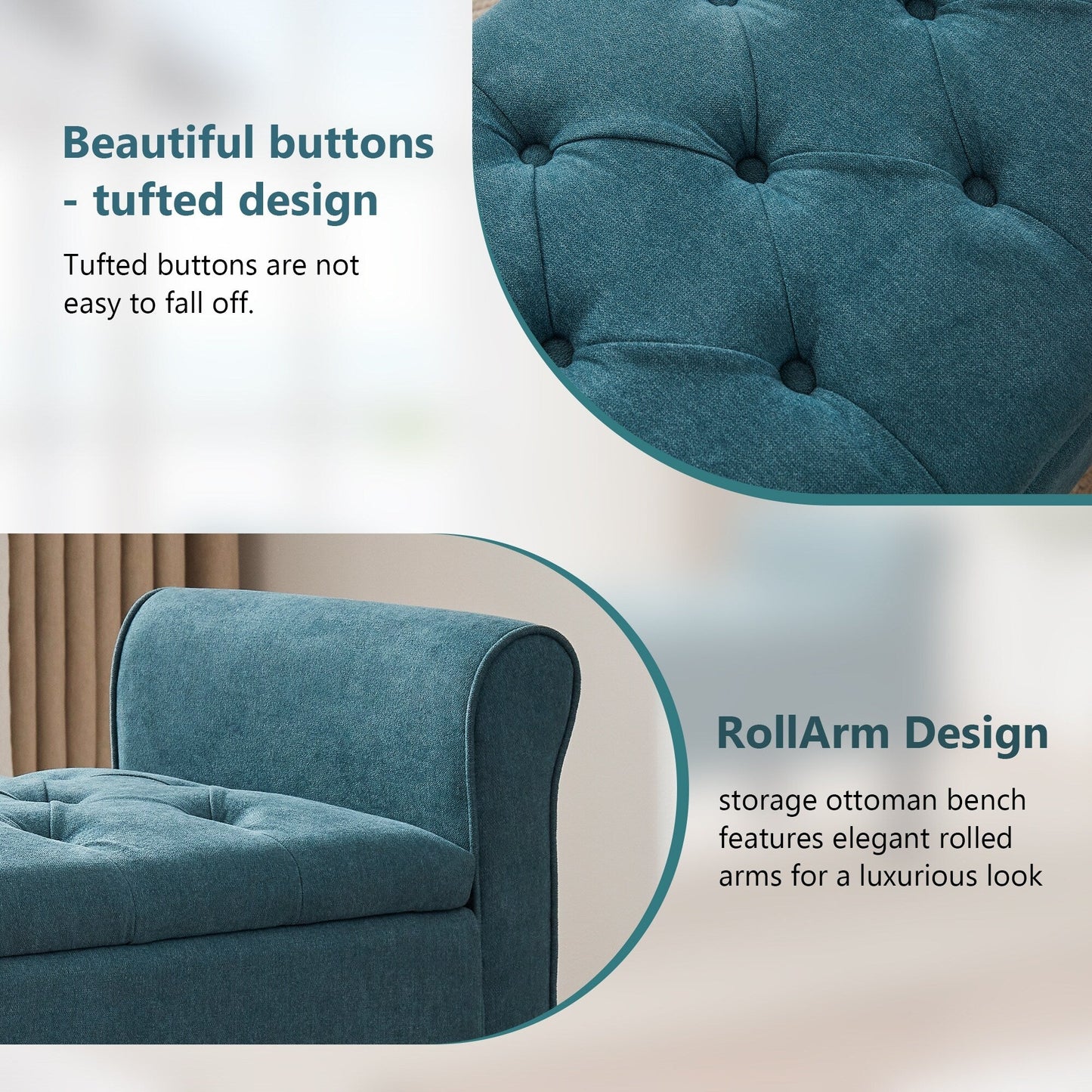 Banc de rangement rembourré, banc d'entrée avec dessus rabattable capitonné, 50,4 pouces