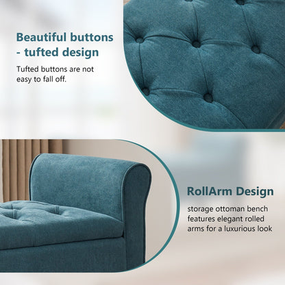 Banc de rangement rembourré, banc d'entrée avec dessus rabattable capitonné, 50,4 pouces