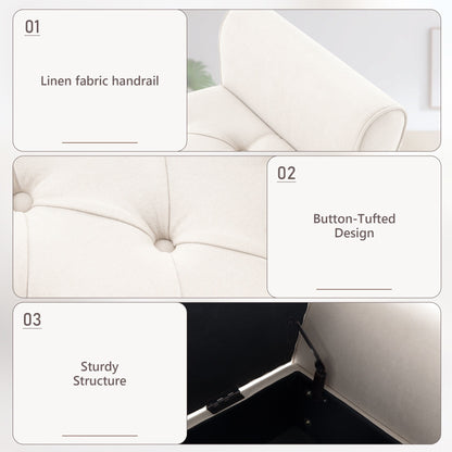 Banc de rangement rembourré, banc d'entrée avec dessus rabattable capitonné, 50,4 pouces