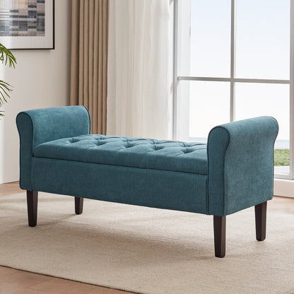 Banc de rangement rembourré, banc d'entrée avec dessus rabattable capitonné, 50,4 pouces