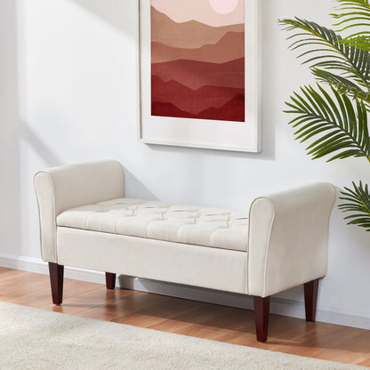 Banc de rangement rembourré, banc d'entrée avec dessus rabattable capitonné, 50,4 pouces