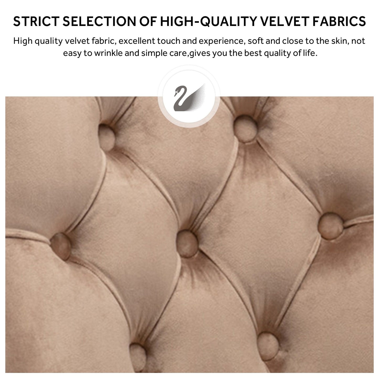 Lot de 6 chaises de salle à manger capitonnées en velours avec pieds en bois massif