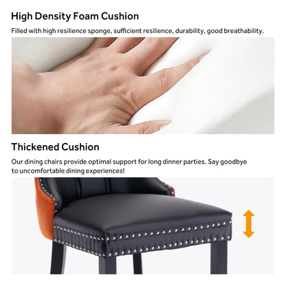 Lot de 6 chaises de salle à manger capitonnées en velours avec pieds en bois massif