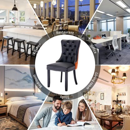 Lot de 6 chaises de salle à manger capitonnées en velours avec pieds en bois massif