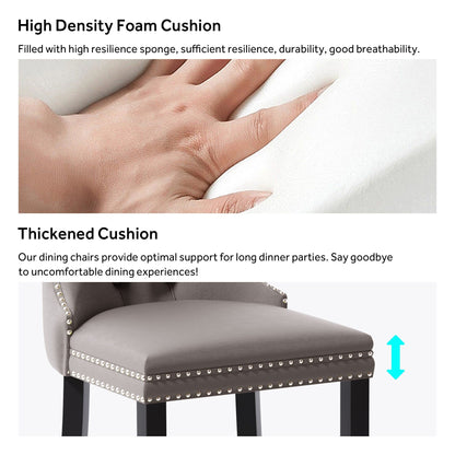 Lot de 6 chaises de salle à manger capitonnées en velours avec pieds en bois massif