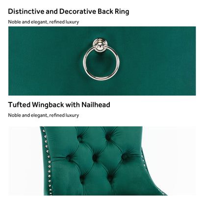 Lot de 6 chaises de salle à manger capitonnées en velours avec pieds en bois massif