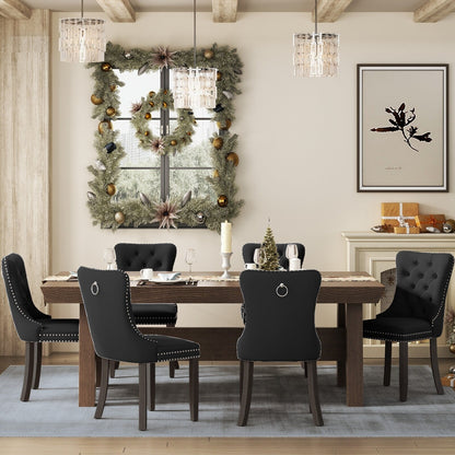 Lot de 6 chaises de salle à manger capitonnées en velours avec pieds en bois massif