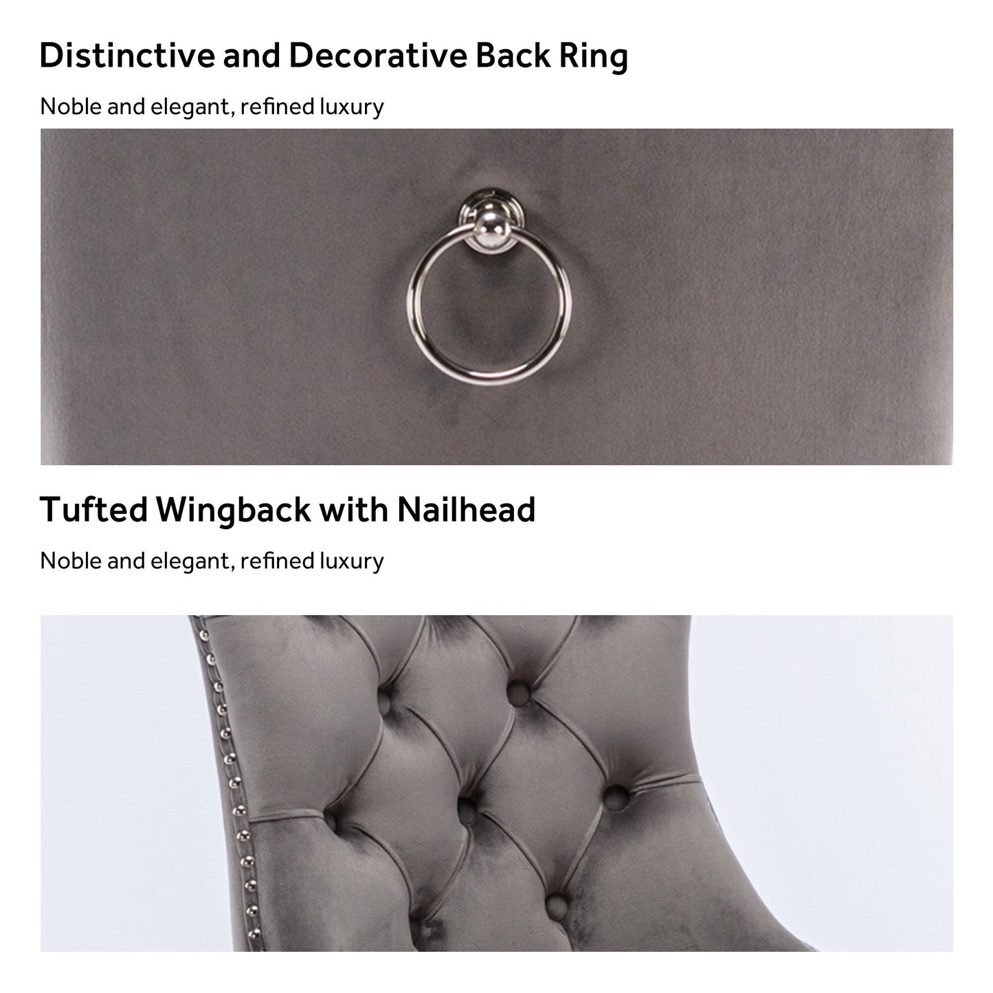 Lot de 6 chaises de salle à manger capitonnées en velours avec pieds en bois massif