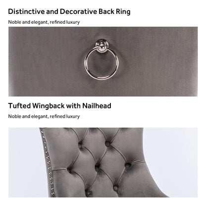 Lot de 6 chaises de salle à manger capitonnées en velours avec pieds en bois massif