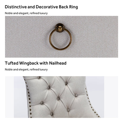 Lot de 6 chaises de salle à manger capitonnées en velours avec pieds en bois massif