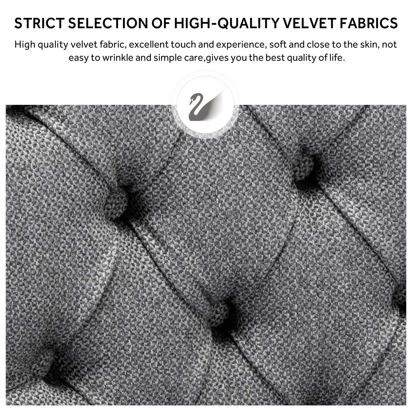 Lot de 6 chaises de salle à manger capitonnées en velours avec pieds en bois massif