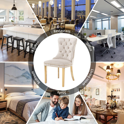 Lot de 6 chaises de salle à manger capitonnées en velours avec pieds en bois massif