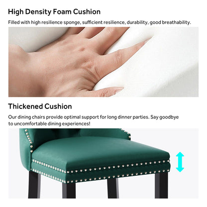 Lot de 6 chaises de salle à manger capitonnées en velours avec pieds en bois massif