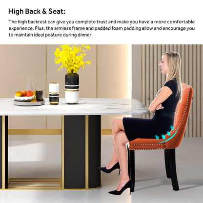 Lot de 6 chaises de salle à manger capitonnées en velours avec pieds en bois massif