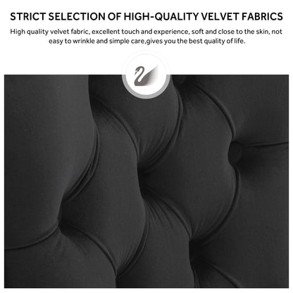 Lot de 6 chaises de salle à manger capitonnées en velours avec pieds en bois massif