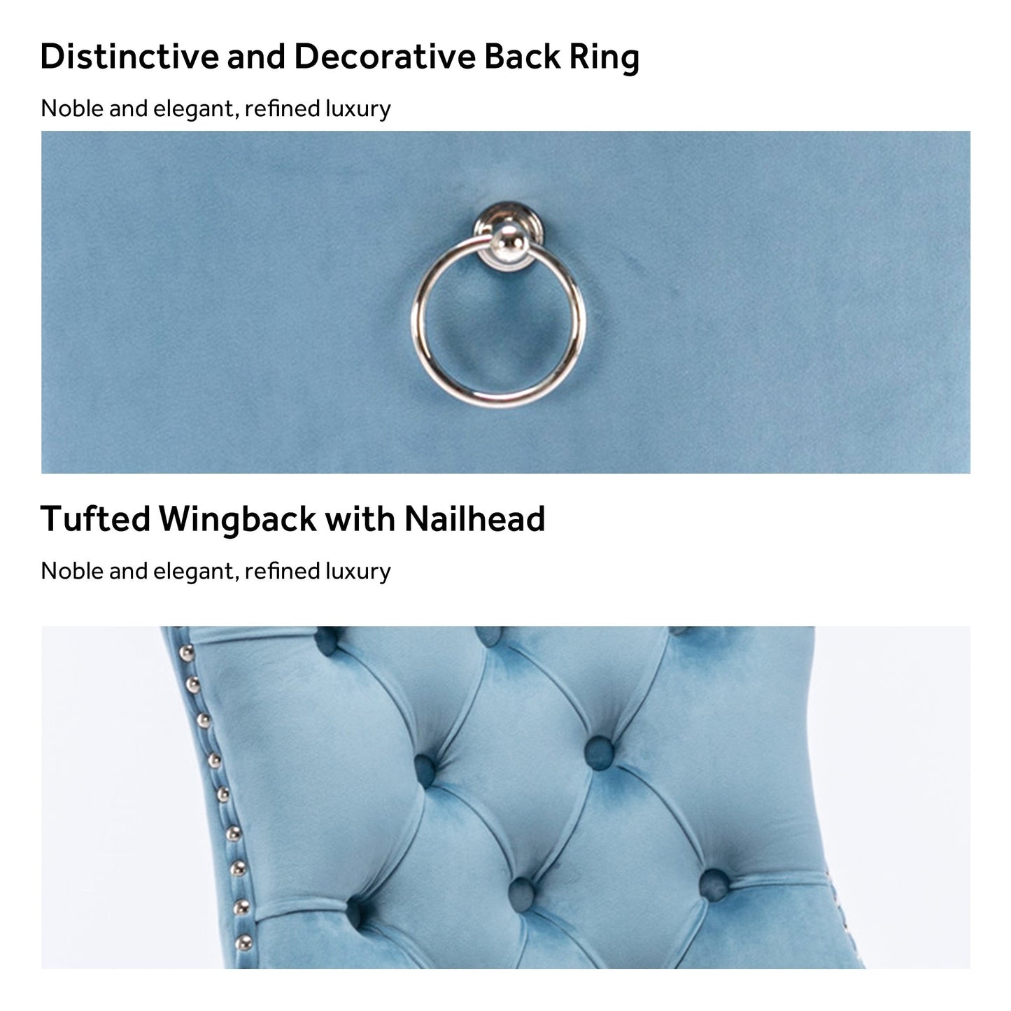 Lot de 6 chaises de salle à manger capitonnées en velours avec pieds en bois massif