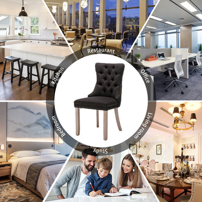 Lot de 6 chaises de salle à manger capitonnées en velours avec pieds en bois massif