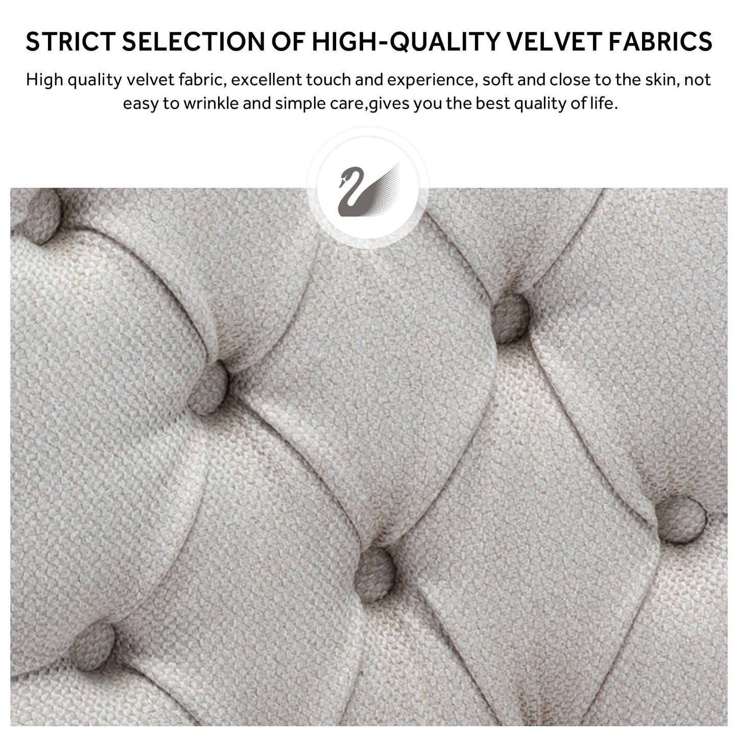 Lot de 6 chaises de salle à manger capitonnées en velours avec pieds en bois massif