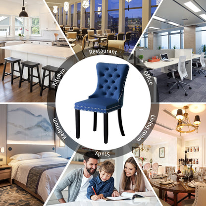 Lot de 6 chaises de salle à manger capitonnées en velours avec pieds en bois massif