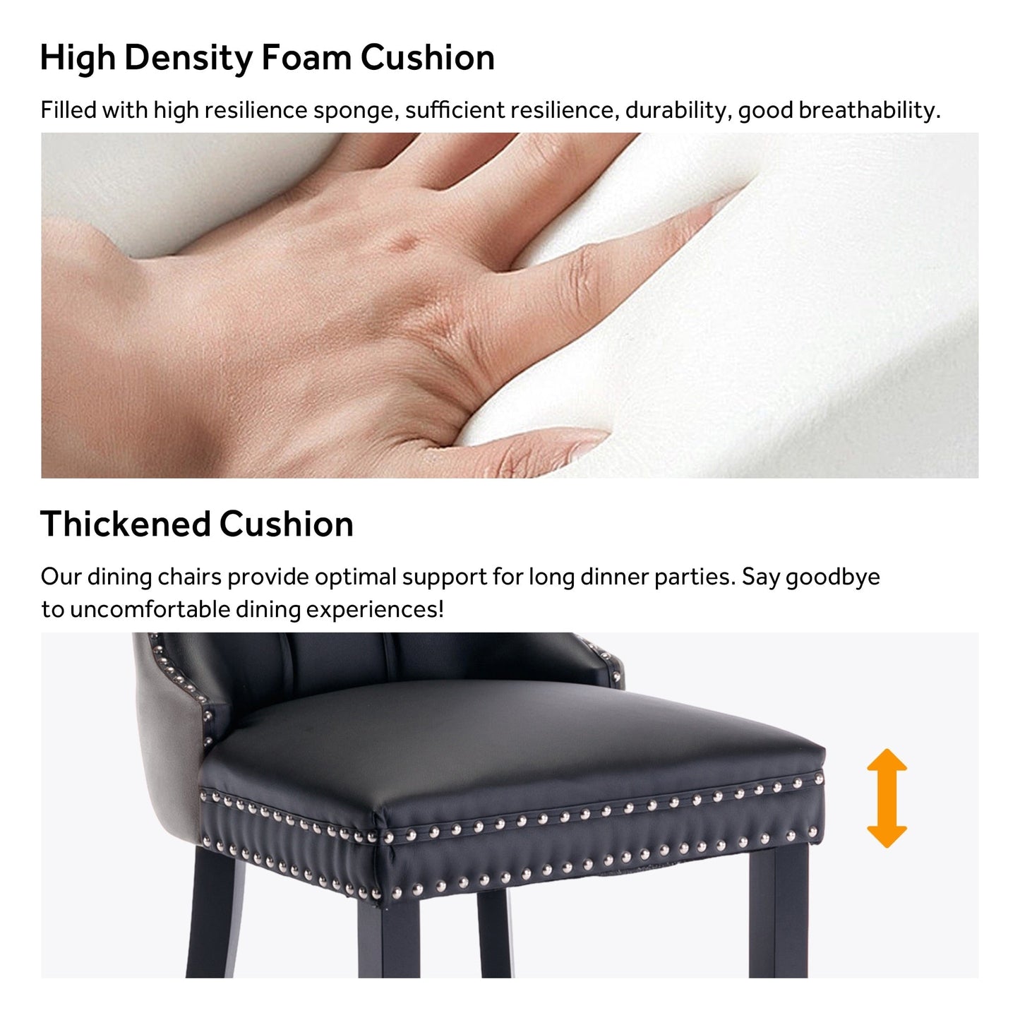 Lot de 6 chaises de salle à manger capitonnées en velours avec pieds en bois massif