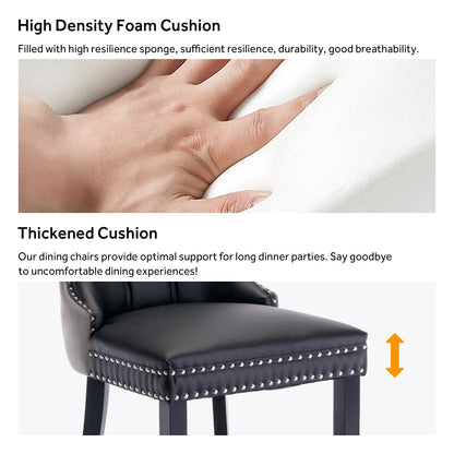 Lot de 6 chaises de salle à manger capitonnées en velours avec pieds en bois massif