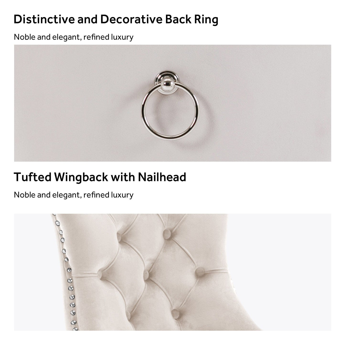 Lot de 6 chaises de salle à manger capitonnées en velours avec pieds en bois massif