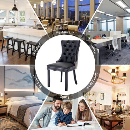 Lot de 6 chaises de salle à manger capitonnées en velours avec pieds en bois massif