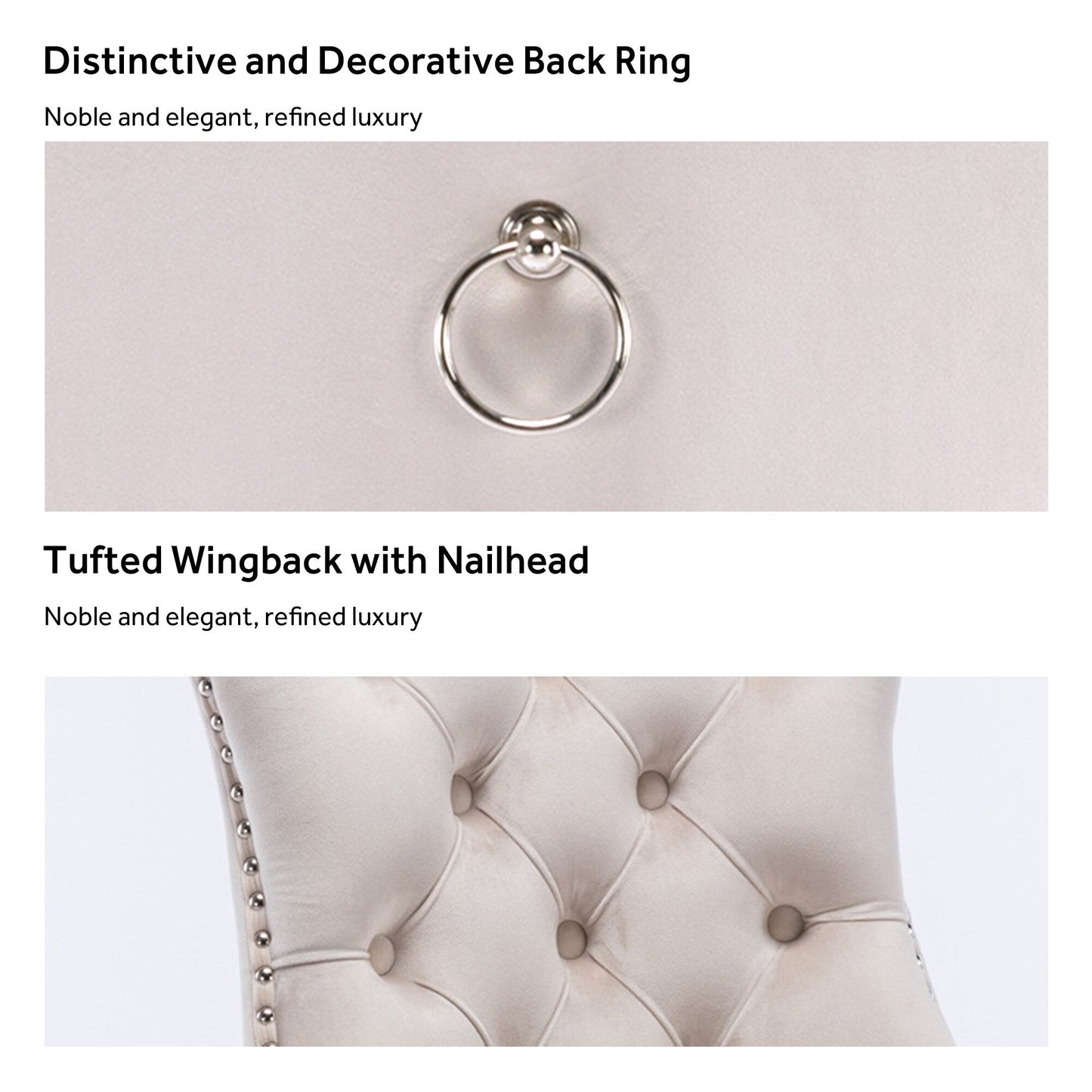 Lot de 6 chaises de salle à manger capitonnées en velours avec pieds en bois massif