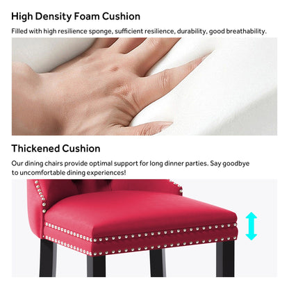 Lot de 6 chaises de salle à manger capitonnées en velours avec pieds en bois massif