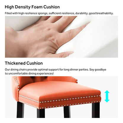 Lot de 6 chaises de salle à manger capitonnées en velours avec pieds en bois massif