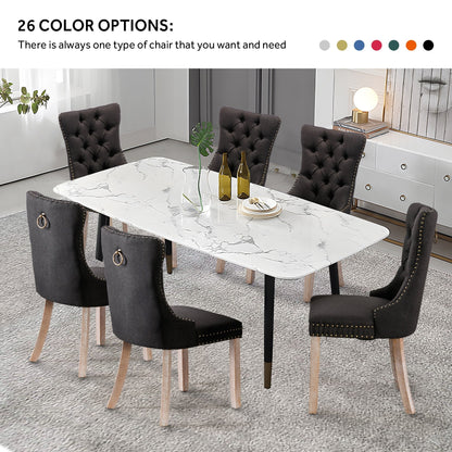 Lot de 6 chaises de salle à manger capitonnées en velours avec pieds en bois massif