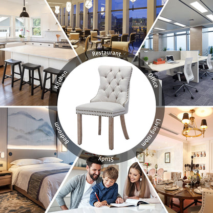 Lot de 6 chaises de salle à manger capitonnées en velours avec pieds en bois massif