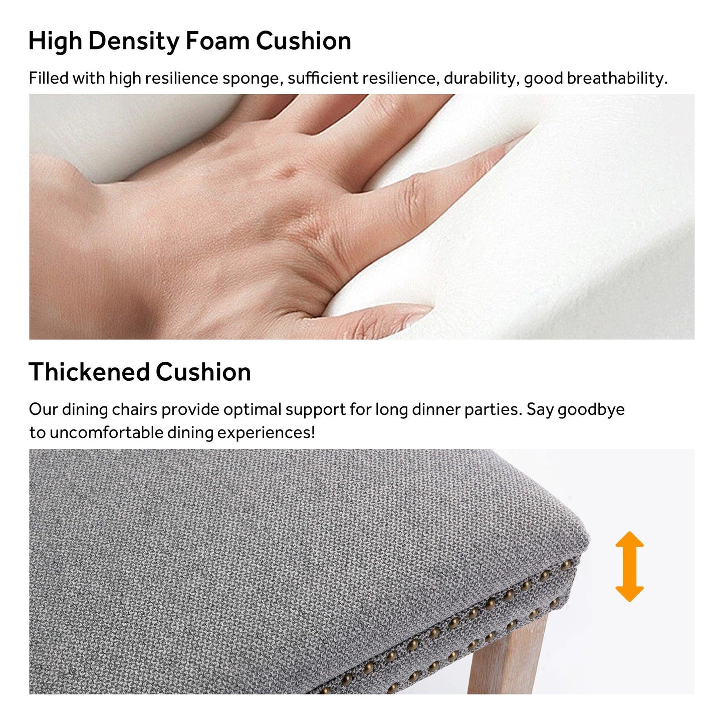 Lot de 6 chaises de salle à manger capitonnées en velours avec pieds en bois massif